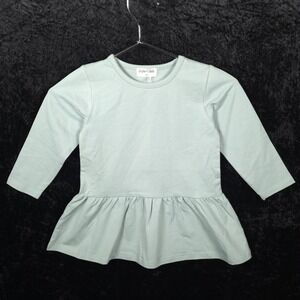 Sofia Mila Toddler Girls Sage Green Long Sleeve Peplum Ruffle Top Size 2T NWT